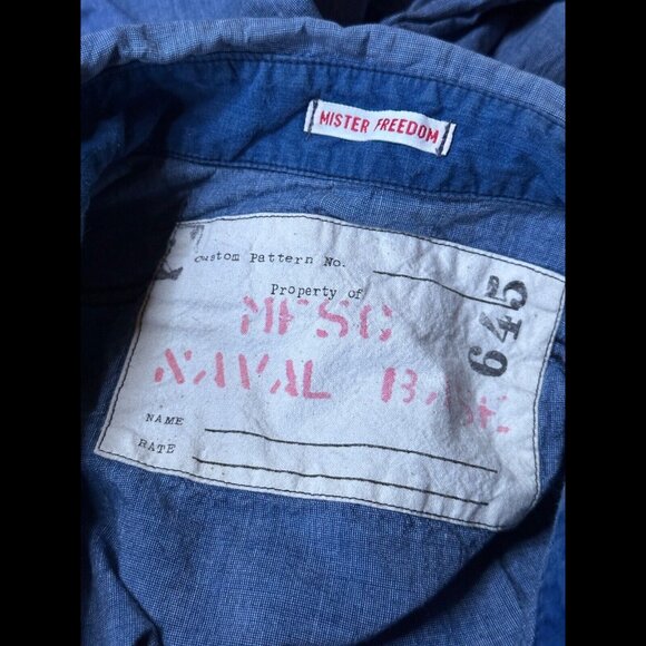 Vintage Mister Freedom Shirt Large Mens 645 Chambray Long Sleeve Button Pocket - Picture 6 of 9